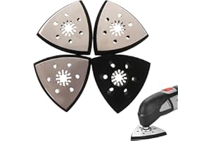 Raheem Lot de 4 plaques de ponçage triangulaires de 93 mm pour plaque de ponçage Starlock Fein Multitool - Plaque de ponçage pour travail de précision sur le bois, le métal, le meulage, la rouille et