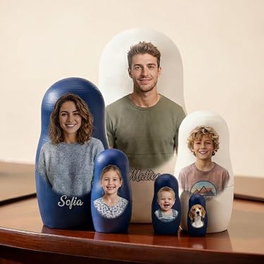 Haibing Poupée Gigogne Poupée Russe 7 Pièces Poupées Gigognes Peint Creative Matryoshka Bois Empilage Niche Cadeau Pour An Am