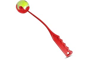 IB KOOT Dog ball Launcher for Dogs Chase Fetch Game Toys for Large Medium Small Dogs Throw Tennis Ball Portable Hands Free Ball Thrower Pick Up and Throwing Play Toy Puppy Exercise &Training 1Pc Small Red
