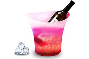 Techomey 5-Packed LED Cubo de Hielo para Fiestas, 5L Vino Cubo de Hielo con Múltiples Colores Cambiantes para al Aire Libre, Bar, Hogar, Cubo de Cerveza para Enfriar Champán, Vino, Bebidas, 5 Piezas