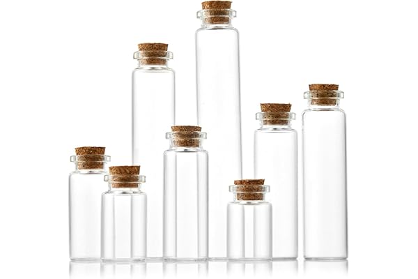 CALLYSONIC Mini glasflaskor med kork, 8–25 ml små flaskor, små glasflaskor för fyllning, provglas med kork, stormglas, glas med lock för gör-det-själv, bröllopsdekoration, förvaringsglas etc, 6