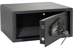 hjh OFFICE Cassaforte con serratura a combinazione, 25,5 l, SAFE COMPACT, in acciaio nero, 20 x 42 x 37 cm, 830038