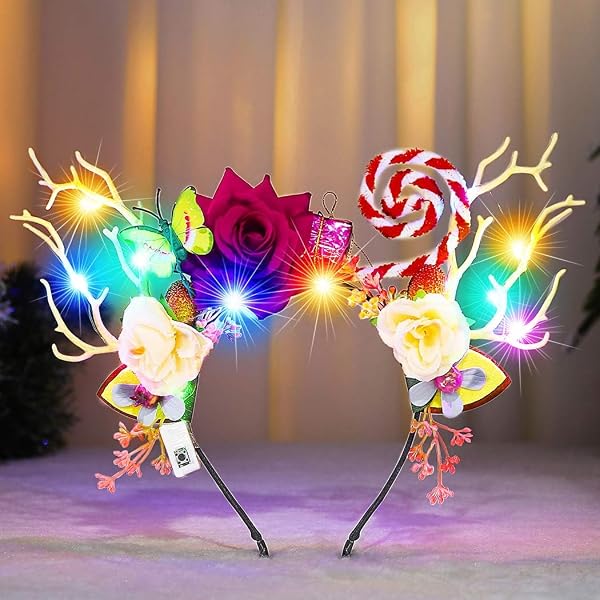 Weihnachtliche LED-Geweih-Haarspangen – Leuchtender Kopfschmuck Für Party & Cosplay (2 Stück)