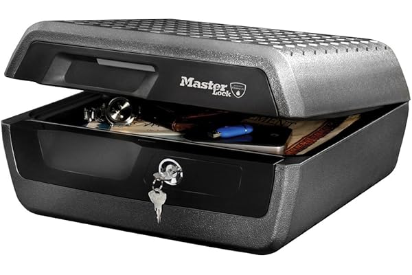 Master Lock Coffre fort anti feu et étanche a clef, triple protection - vol, incendie et inondation, 10L, 19.3 x 41.9 x 37.5 cm