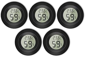 DIFCUL Mini hygrometer innen,raumthermometer,LCD thermometer hygrometer,hygrometer digital thermometer hygrometer innen,für Luftentfeuchter der humidifiers babyroom Gewächshaus, schwarz rund