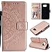 Produktbild ZCXG Kompatibel mit Handyhülle Samsung Galaxy S6 Hülle Leder Rose Gola Mandala Madam Brieftasche Stand Flip Cover Schutzhülle Magnet Ständer Kartenhalter Geldbeutel Kreditkartenhüllen Klapphülle