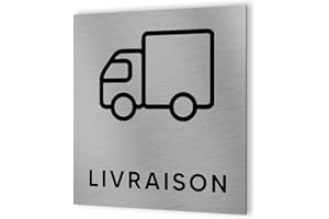 DECOHO - Pictogramme format 20 cm x 20 cm en Dibond Aluminium brossé - Modèle Livraison - Argent