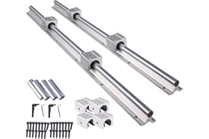 BEVDICNC 2 Stück SBR20 3000mm Linearschiene gespleißt,Schienensatz enthält 4 Stück 1500mm Linearführung mit 8 Stück SBR20UU Lagerblöcken Rostfreie Linearlagerschiene mit vorgebohrten Löchern