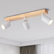 LEDkia Mara Deckenleuchte – 3 Verstellbare Strahler, Metall & Holz, 50 W, GU10