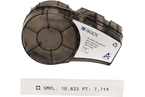 Brady Polyester Label Tape for Label Printers M210 & M211 – Self-Laminating Cryogenic Laboratory Labels – Black on White (12,7 mm x 6,40 m) – M21-500-461-AW