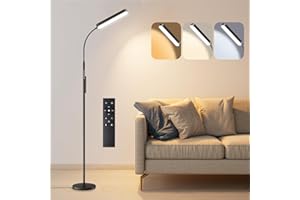 ‎EHAHO Ehaho Dimmable LED Floor Lamp Black Reading Lamp Floor Lamp with Remote Control Warm White Neutral White Cool White Modern Floor Lights for Bedroom Living Room Office