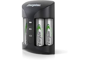 Energizer Recharge Pro - Battery Charger for AA & AAA Batteries - 4x AA Rechargeable NiMH Batteries Included - Fast Charging with Charge Status Indicators and Auto Safety Shut Off