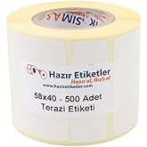 hazır etiketler , hazır al hızlı al Eko Termal Terazi Etiketi 58mm x 40mm Ruloda 500 Adet 40mm Kuka &Ccedil;apında Direk Termal Tran