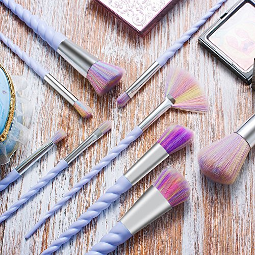 Kyerivs 10pcs Einhorn Make up Pinsel Kosmetik Frauen Mehrfarbig Make up Pinsel Kit für Foundation Eyebrow Eyeliner - 6
