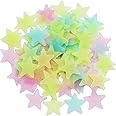 100Pcs Stars Glow in The Dark Luminous Fluorescent Plastic Wall Stickers Full Colour 3cm