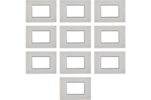 ELECTRON 10 Placche in vetro, 3 moduli/posti, Compatibile Con BTicino Axolute, bianco bianca, Placche rettangolari squadrate, Vetro di alta qualità, 100% compatibile con supporti e moduli originali