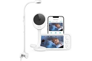 NETVUE Baby Monitor Video e Audio, Video Baby Monitor 4 in 1 con Schermo HD da 5", Controllo Tramite App Mobile, Visione Notturna, Audio Bidirezionale, VOX Rilevamento Del Suono