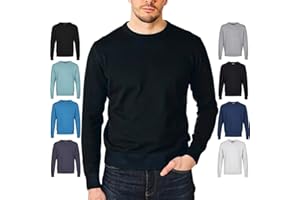 Castle Point Men's 100% Cotton Jumper Pullover Sweater, Crew Neck/V-Neck