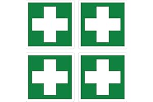 ‎PUBBLIMANIA pubblimania Aufkleber für Erste-Hilfe-Kassette, PVC, robust, für den Außen- und Innenbereich (12 x 12 cm) (4 Erste-Hilfe-Kassette)