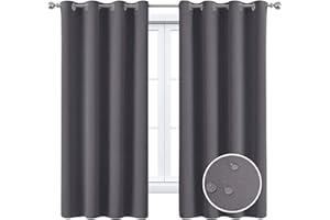 MAXIJIN Cortinas Impermeables para Ventanas Cortinas Oscuras para Dormitorio Cortinas Aislantes Térmicas de 2 Paneles con Ojales para Interiores, Sala de Estar (132 X 160 CM, Gris)