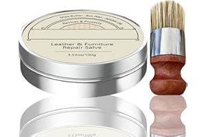 ELIISKINN Leather Conditioner Leather Repair Cream with Brush: Salve, Brush Set | Furniture Conditioner, Restorer & Polish | Effortless Application, Long-Lasting Protection & Shine | Natural Ingredients