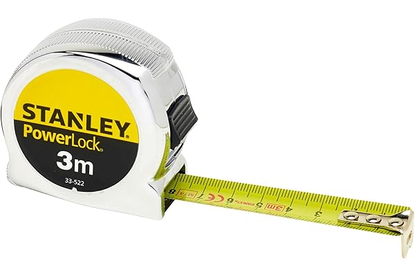 Stanley 0-33-522 mètre Ruban 3m Compacte et Confortable - Blocage du Ruban - Revêtement mYLAR Anti abrasion - Précision Classe II - Position du Zéro Réel et Crochet 3 Rivets - Agrafe pour Ceinture