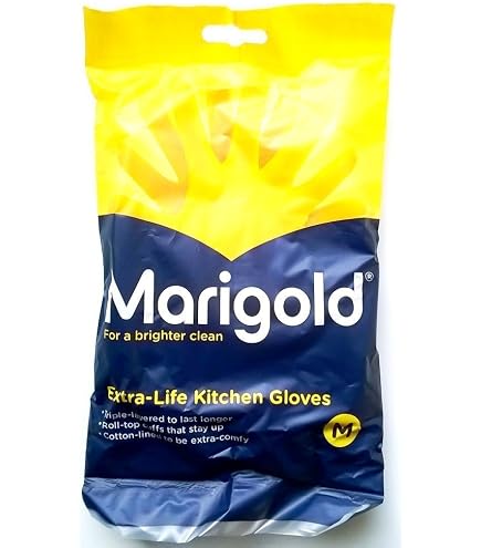 Gants De Cuisine Marigold Extra Vie Moyenne - Triple Couche, Poignets Roulés, Antidérapants, Doublure Coton