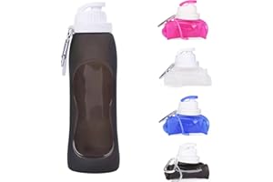 PAPU Bottiglia d'acqua Sport BPA-Free, bottiglia d'acqua ultraleggera 500ml bottiglia d'acqua pieghevole per fitness palestra yoga escursionismo all'aperto (grigio scuro)