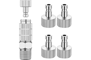 ABEST Adaptador de liberación del acoplador de desconexión rápida del aerógrafo con 5 accesorios macho, 1/8 M-H