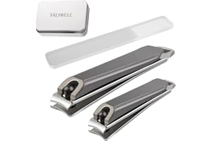 TALIWELL Coupe-ongle Grand et Petit avec Lime à Ongles en Verre de Cristal, Set de Coupe-ongles pour Pieds et Mains, pour Homme et Femme, boîte métallique