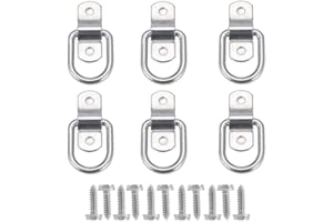 KAHEIGN 6 szt. pierścień mocujący z pierścieniem D - kute pierścienie mocujące do podłoża, pierścień mocujący z 12 śrubami do zabezpieczenia ładunku w przyczepie, ciężarówce, łodziach, samochodach,