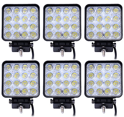 Leetop 6 Luces de Trabajo LED 48W 3800 lm 6000K 67IP, Luces de Apoyo de Marcha Atrás para Tractor o Excavadora