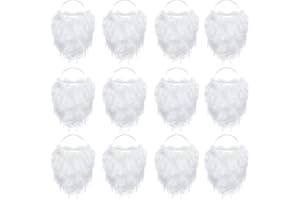 BOAO 12 Stücke Lustig Santa Bart Kostüm Weißer Kunst Bart Weihnachten Santa Klaus Bart Kostüm Zubehör für Jungen Mädchen und Erwachsene Verkleidung Weihnachtsmann auf Weihnachten Party