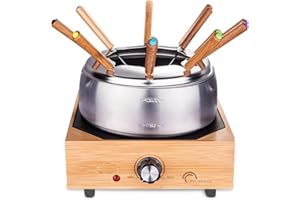 LITTLE BALANCE 2019 Fondue eléctrico, Bambú Acero Inoxidable, INOX et Bambou