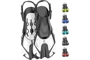 Khroom pinne corte adulti / bambini taglia 32-47 | pinne snorkel corte regolabili | pinne da nuoto pinne corte per snorkeling | pinne da immersione regolabili per nuoto / immersioni