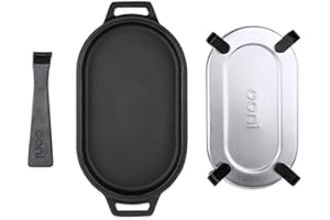 Ooni Poêle Sizzler en fonte – Poêle à frire – Plaque Sizzler 30,5 x 15,2 cm, poignée amovible, acier inoxydable antiadhésif, passe au four