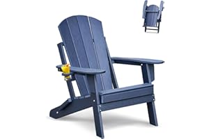 ‎ART TO REAL ART TO REAL ATR Adirondack Stuhl mit Getränkehalter,Klappbar Adirondack Chair Kunststoff,Wetterfester Gartenstuhl, Gartensessel aus Outdoor-Stuhl für Garten,Terrasse