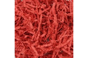 Emartbuy Red Shredded Paper 200 grams – Soft Tissue Gift Filling for Hampers, Packaging & Crafting | Lightweight Crinkle Paper for Gift Boxes, Baskets, Parcels & Decorations