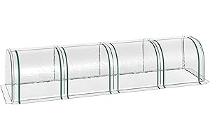 Outsunny Gewächshaus mit Tür, winterfestes Foliengewächshaus aus Stahl, Treibhaus für Balkon, Garten, Tomatenhaus 395x100x80cm, Tomatengewächshaus für Tomaten, Gemüse, Blumen, Pflanzen, Transparent