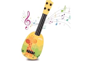 Falafoty Juguete de Guitarra Ukelele para Niños, 36cm Instrumento de Ukelele de Juguete Musical de Guitarra con 4 Cuerdas Ajustables, Juguetes Educativos de Aprendizaje Musical para Niños y Niñas