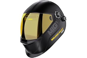MIGVAN Welding Helmet Auto Darkening True Color Large Viewing, Welding Hood Solar/Rechargeable Battery Powered, Wide Shade 4/5-13 with 4 Arc Sensor, Optical Clarity Welder Mask for TIG MIG Stick
