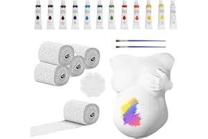 KBIBCK Babybauch Gipsabdruck Set, Gipsabdruck Babybauch Set mit Gipsbinden, 12 Acrylfarben & vielem mehr, 3D Babybauch Gipsabdruck Set, Der Bauchabdruck-Deko, Erinnerungen, Andenken & Geschenk