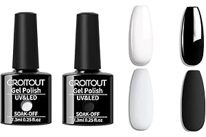 Croitout UV Nagellack Set, Gel Nagellack Shellac Set, Mehrfarbig Ablösbarer Gel Gellack Nagelgel Farben Farbgel Lack, Gel Nail Polish Kit(Black And White Set)