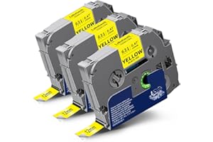 ‎LABELWELL 3x Labelwell kompatibel Schriftband Schwarz auf Gelb für Brother TZe-631 TZe631 12mm 0.47 Bänder für Brother PT-H100LB PT-H105 PT-D210VP D600VP D400VP PTH107B PT-H500LI PTE500VP PTE550WVP PTD600VP