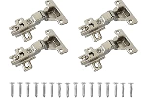 LIKERAINY 95 Grado Cerniera 35mm Mezza Battuta Esterna senza Ammortizzatore con Montaggio Scivolare per Ante Mobili da Cucina Gabinetto Cerniere per Armadio Porta 4 Pezzi