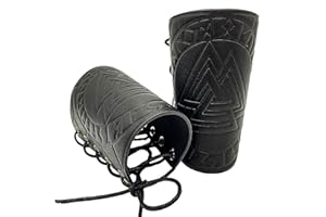 THAJALING Viking Odin Rune - Brazaletes de cuero en relieve medieval, brazalete de cuero sintético, brazalete de cuero, pulseras de cuero