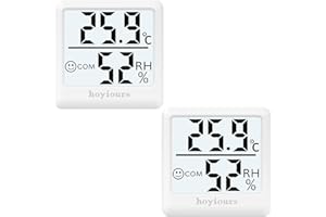 hoyiours Mini Termometro Igrometro Digitale, 2 Pezzi Termometro Ambiente Termoigrometro Digitale da Interno, Monitor Idrometro per Umidità e Temperatura per Camera da Letto, Serra, Magazzino, Bianco