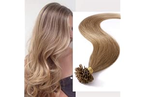 UK FASHION SHOP Extension Capelli Veri Cheratina 100 Ciocche 50g Pre Boned Remy Human Hair Naturali Lunghi U Tip Estensioni Lisci, 50cm 27# Biondo Scuro
