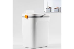 Homra Composteur Cuisine 9L | Poubelle Bio avec Couvercle et Seau Amovible Hygiénique | Montage Suspendu avec Crochet ou Adhésif | Seau á Compost Plan de Travail Comptoir ou Sous Evier