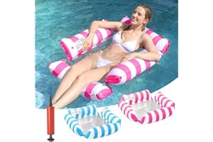 Luftsessel Aufblasbar 2PACK, JARAGAR 4-in-1 Luftmatratze Pool, Mehrzweck Faltbare Gestreifte Schwimmer für Schwimmbad Meer Strand See